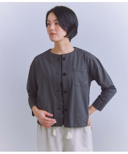 SIPULI/シプリ Lusuter Soft Jersey クルーネックカーディガン ダークグレー 2 SIPULI/シプリ Lusuter Soft Jersey クルーネックカーディガン ダークグレー 2