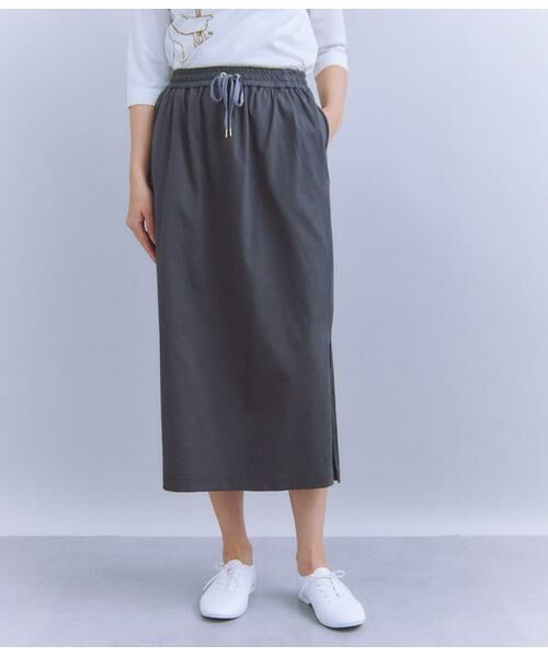 SIPULI/シプリ Lusuter Soft Jersey アシンメトリースリットスカート ダークグレー 2 SIPULI/シプリ Lusuter Soft Jersey アシンメトリースリットスカート ダークグレー 2