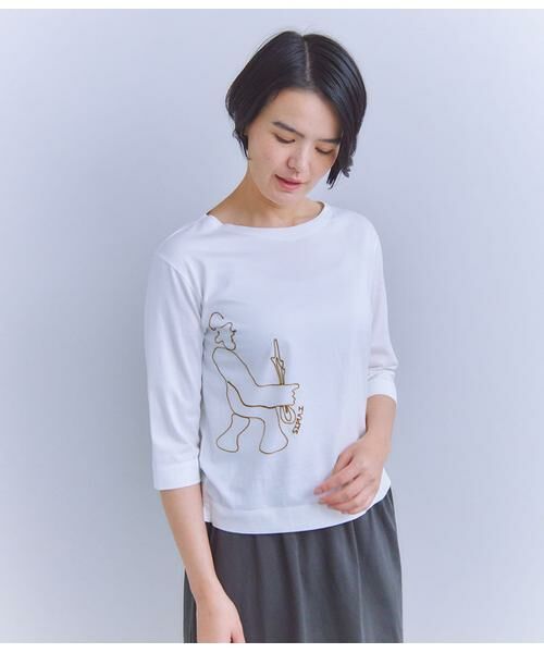 SIPULI/シプリ Mercerization Jersey チェーン刺繍Tシャツ ホワイト 2 SIPULI/シプリ Mercerization Jersey チェーン刺繍Tシャツ ホワイト 2