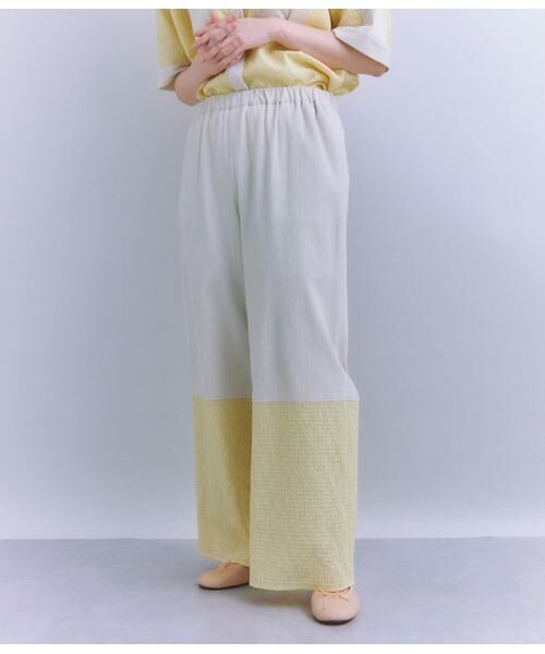 SIPULI/シプリ Sheer Jacquard レース切替パンツ イエロー 1 SIPULI/シプリ Sheer Jacquard レース切替パンツ イエロー 1