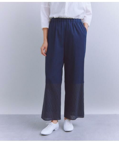 SIPULI/シプリ Sheer Jacquard レース切替パンツ ネイビー 1 SIPULI/シプリ Sheer Jacquard レース切替パンツ ネイビー 1