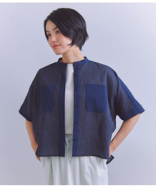 SIPULI/シプリ Sheer Jacquard レース切替ブラウス ネイビー 3 SIPULI/シプリ Sheer Jacquard レース切替ブラウス ネイビー 3