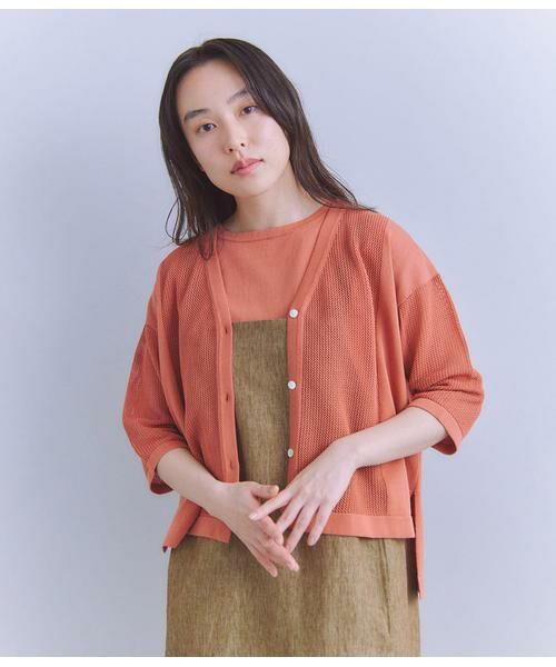 SIPULI/シプリ ［SNOW FLAKE COTTON］ メッシュニットカーディガン ピンク 3