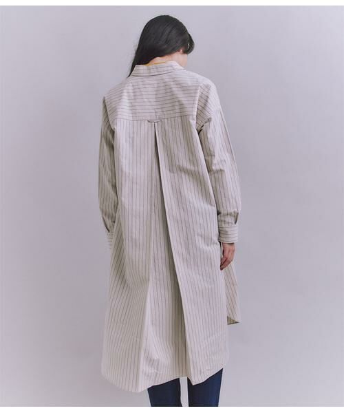 SIPULI / シプリ ミニ丈・ひざ丈ワンピース | Cotton Linen Double Stripe ポケットロングシャツドレス | 詳細3