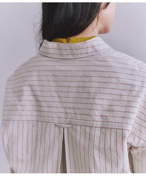 SIPULI / シプリ ミニ丈・ひざ丈ワンピース | Cotton Linen Double Stripe ポケットロングシャツドレス | 詳細7