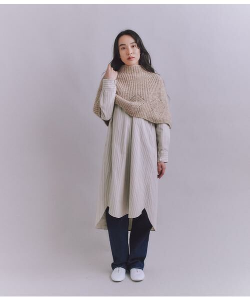 SIPULI / シプリ ミニ丈・ひざ丈ワンピース | Cotton Linen Double Stripe ポケットロングシャツドレス | 詳細9