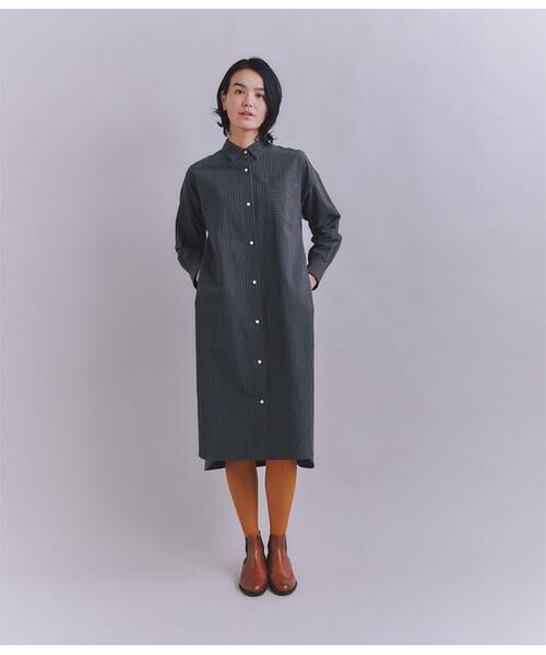 SIPULI / シプリ ミニ丈・ひざ丈ワンピース | Cotton Linen Pin Stripe ポケットロングシャツドレス | 詳細10