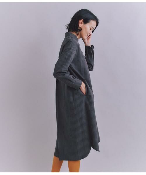 SIPULI / シプリ ミニ丈・ひざ丈ワンピース | Cotton Linen Pin Stripe ポケットロングシャツドレス | 詳細2
