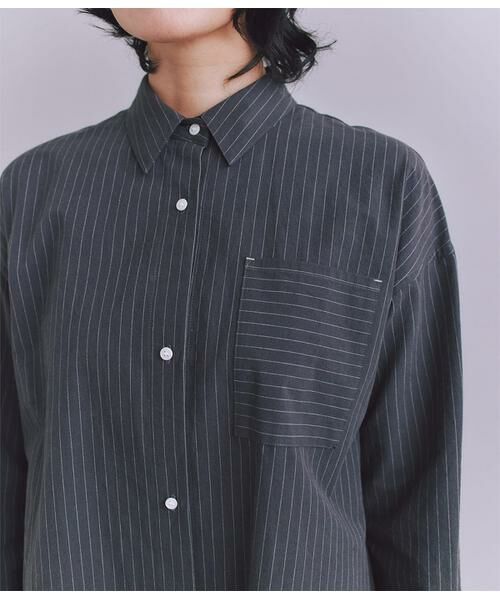 SIPULI / シプリ ミニ丈・ひざ丈ワンピース | Cotton Linen Pin Stripe ポケットロングシャツドレス | 詳細4