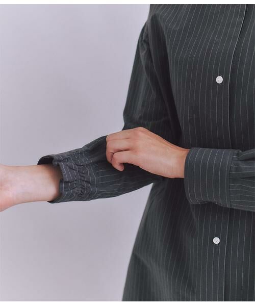 SIPULI / シプリ ミニ丈・ひざ丈ワンピース | Cotton Linen Pin Stripe ポケットロングシャツドレス | 詳細6