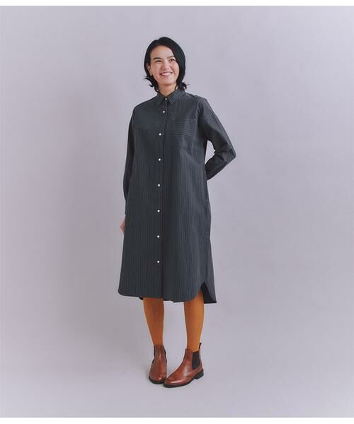 SIPULI / シプリ ミニ丈・ひざ丈ワンピース | Cotton Linen Pin Stripe ポケットロングシャツドレス | 詳細9