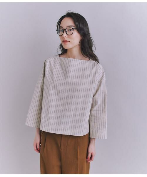 SIPULI / シプリ シャツ・ブラウス | Cotton Linen Double Stripe ガゼット付ブラウス | 詳細1