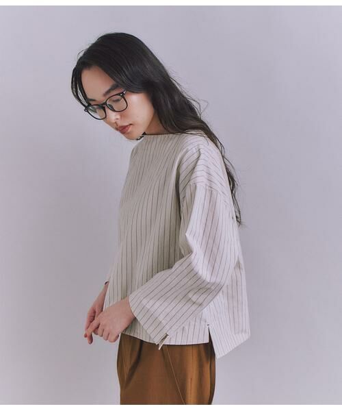 SIPULI / シプリ シャツ・ブラウス | Cotton Linen Double Stripe ガゼット付ブラウス | 詳細2