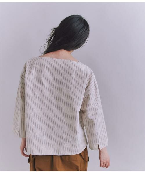 SIPULI / シプリ シャツ・ブラウス | Cotton Linen Double Stripe ガゼット付ブラウス | 詳細3