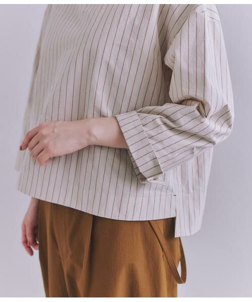 SIPULI / シプリ シャツ・ブラウス | Cotton Linen Double Stripe ガゼット付ブラウス | 詳細6