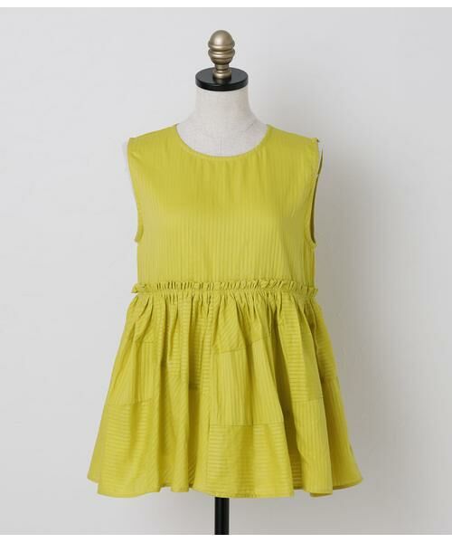 SIPULI/シプリ Cotton Stripe Dobby ランダムカットブラウス イエロー 2