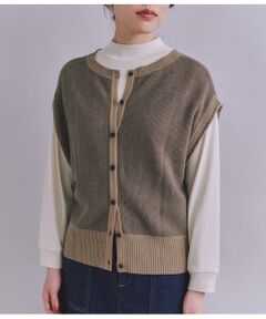 SIPULI / シプリ ベスト | Organic Cotton Wool 配色2wayニットベスト