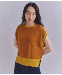 SIPULI / シプリ ベスト | Organic Cotton Wool 配色2wayニットベスト