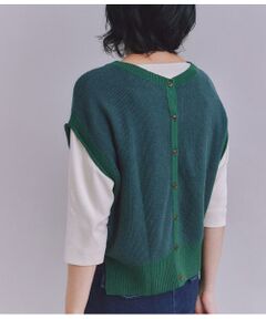 SIPULI / シプリ ベスト | Organic Cotton Wool 配色2wayニットベスト