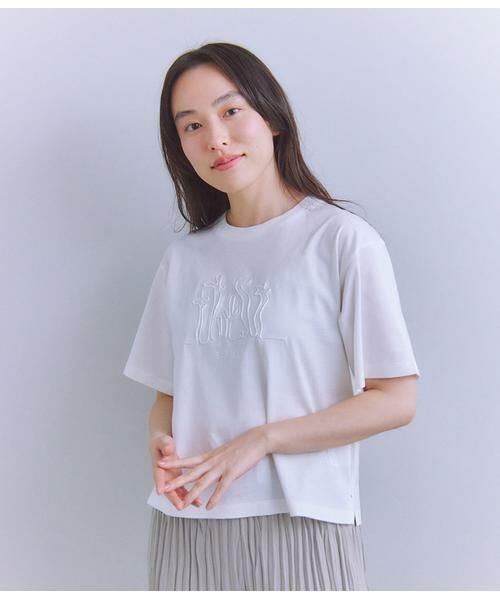 SIPULI/シプリ Mercerization Jersey Flowerコード刺繍Tシャツ ホワイト 2 SIPULI/シプリ Mercerization Jersey Flowerコード刺繍Tシャツ ホワイト 2
