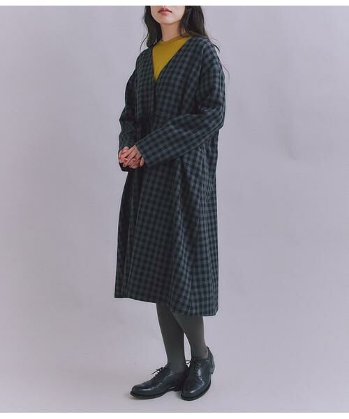 SIPULI/シプリ Woolish Block Check リボンドロストドレス ブラック 3