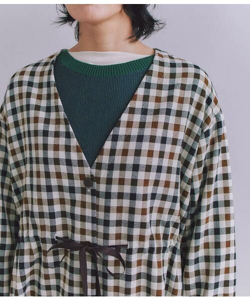 SIPULI / シプリ ミニ丈・ひざ丈ワンピース | Woolish Block Check リボンドロストドレス | 詳細5