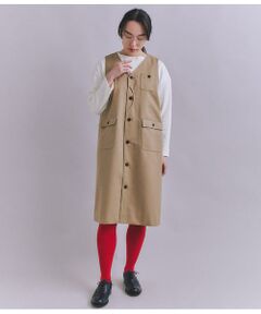SIPULI / シプリ ミニ丈・ひざ丈ワンピース | Coated Cotton Poly Twill ハーフムーンポケットドレス