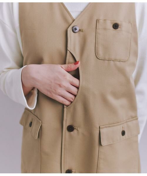 SIPULI / シプリ ミニ丈・ひざ丈ワンピース | Coated Cotton Poly Twill ハーフムーンポケットドレス | 詳細5