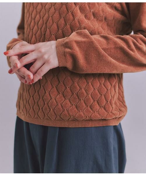 SIPULI / シプリ ニット・セーター | Creamy Cotton 木の葉柄ボトルネックニット | 詳細5