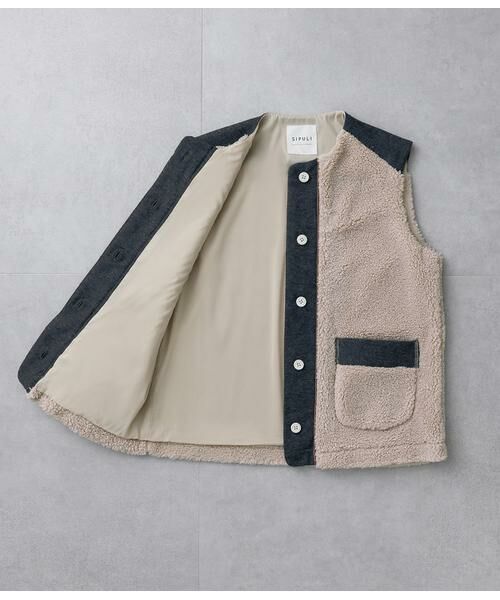 SIPULI / シプリ ベスト | Eco Fur 切り替えボアベスト | 詳細7
