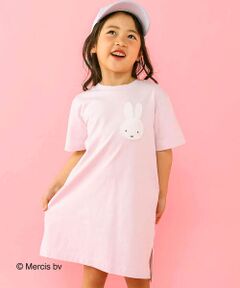 【miffyコラボアイテム】ミッフィーパッチ刺しゅうポケットバックプリント半袖Tシャツワンピース (80〜130cm)