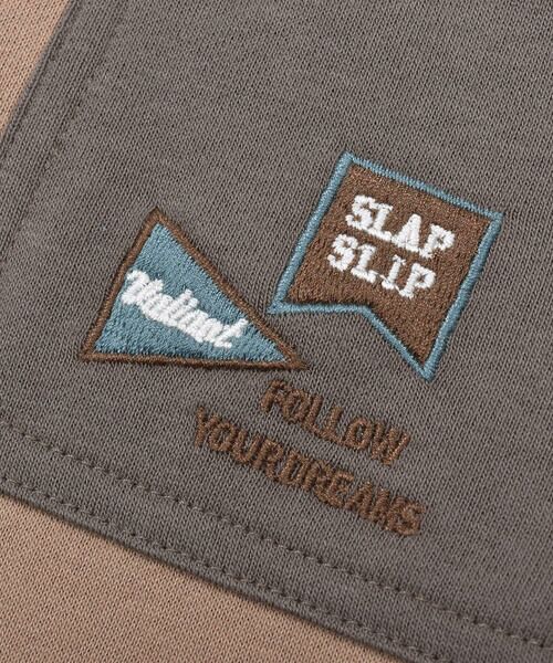 SLAP SLIP / スラップ スリップ セットアップ | ワッペン 付 ベスト レイヤード 風 長袖 Tシャツ + ポケット 配色 パンツ セット (80~130cm) | 詳細7