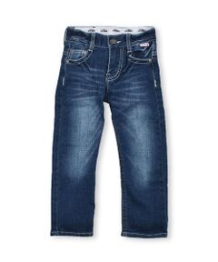 DENIMBAR ストレッチ デニム ダメージ加工 ストレート パンツ (80~150cm)