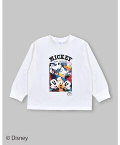 【 Disney 】 ミッキーマウス / ミニーマウス / シルエット 肘 配色 Tシャツ / ディズニー (80~130cm)