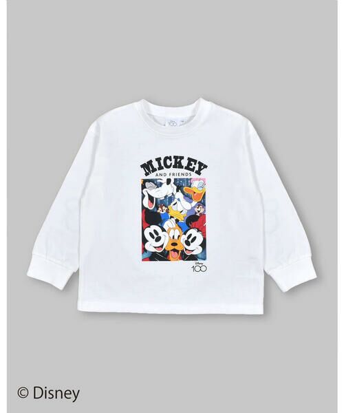 SLAP SLIP / スラップ スリップ Tシャツ | 【 Disney 】 ミッキーマウス / ミニーマウス / シルエット 肘 配色 Tシャツ / ディズニー (80~130cm) | 詳細1