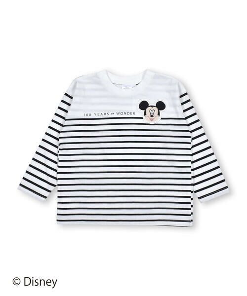 SLAP SLIP / スラップ スリップ Tシャツ | 【 Disney 】 ミッキーマウス / ミニーマウス / フェイス ワッペン 付 ボーダー 柄 Tシャツ / ディズニー (80~130cm) | 詳細3