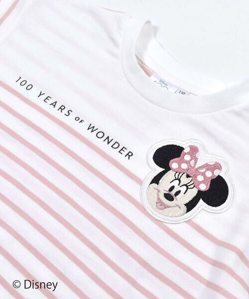 SLAP SLIP / スラップ スリップ Tシャツ | 【 Disney 】 ミッキーマウス / ミニーマウス / フェイス ワッペン 付 ボーダー 柄 Tシャツ / ディズニー (80~130cm) | 詳細18