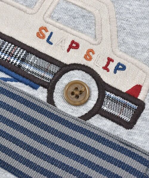 SLAP SLIP / スラップ スリップ Tシャツ | 【 お揃い 】 はたらくくるま 乗り物 パッチ 刺繍 グレンチェック Tシャツ (80~120cm) | 詳細13