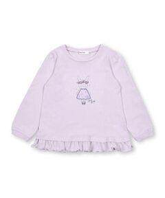 ウサギプリント裾フリル長袖Tシャツ(80~130cm)