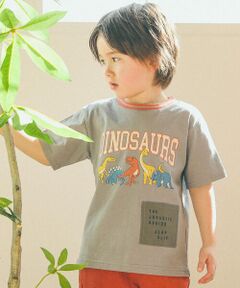 【お揃い】恐竜プリントカレッジラインTシャツ(80~130cm)