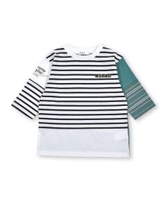 【お揃い】ボーダー切替7分袖Tシャツ(80~130cm)