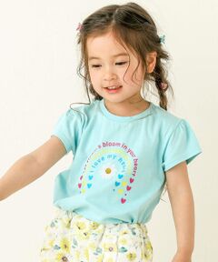 【防汚】ぬいぐるみ花女の子大好きアイテム写真プリント半袖Tシャツ(80~130cm)