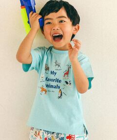 【防汚】恐竜アニマルフルーツ男の子大好きアイテム写真プリント半袖Tシャツ(80~130cm)