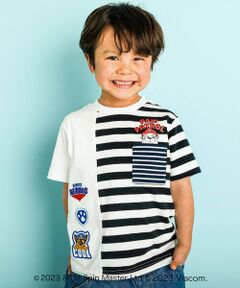 【PAW PATROL(パウ・パトロール)×SLAP SLIP】ボーダー切替ポケット付きワッペン半袖Tシャツ(80~120cm)