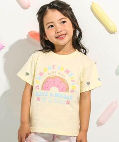 【接触冷感】ハートくり抜きスイーツプリント半袖Tシャツ(90~130cm)