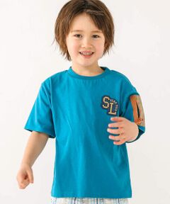 カレッジロゴ風プリント袖ポケット付半袖Tシャツ(90~130cm)