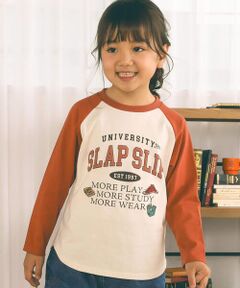 フロッキープリントカレッジロゴラグラン長袖Tシャツ(80~130cm)