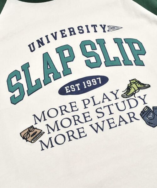 SLAP SLIP / スラップ スリップ Tシャツ | フロッキープリントカレッジロゴラグラン長袖Tシャツ(80~130cm) | 詳細9