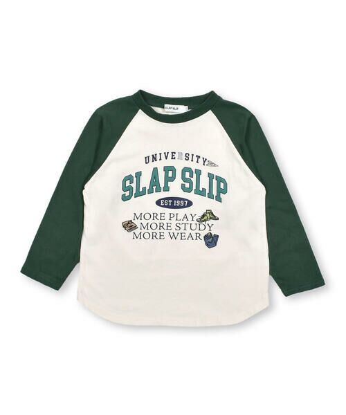 SLAP SLIP / スラップ スリップ Tシャツ | フロッキープリントカレッジロゴラグラン長袖Tシャツ(80~130cm) | 詳細5