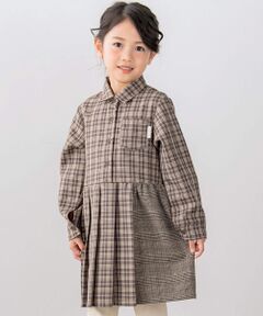 【お揃い】千鳥格子タータンチェック柄シャツワンピース(90~130cm)